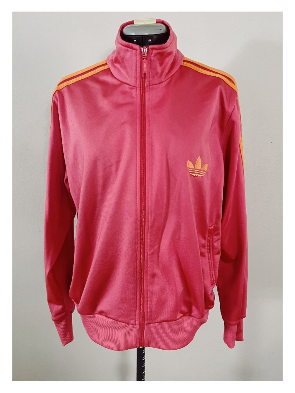 Y2K Adidas Originals Sz XL Women's Firebird Track Jacket Pink and Orange